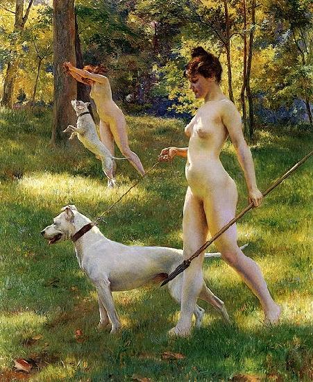 Julius L.Stewart Nymphs Hunting or Hunting France oil painting art
